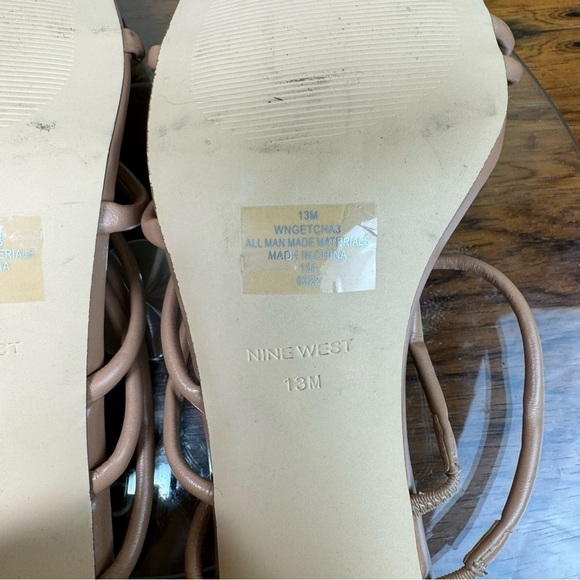 NINE WEST Strappy Open Toe Heel Sandals Platform Block Heels Size 13 - Picture 13 of 15